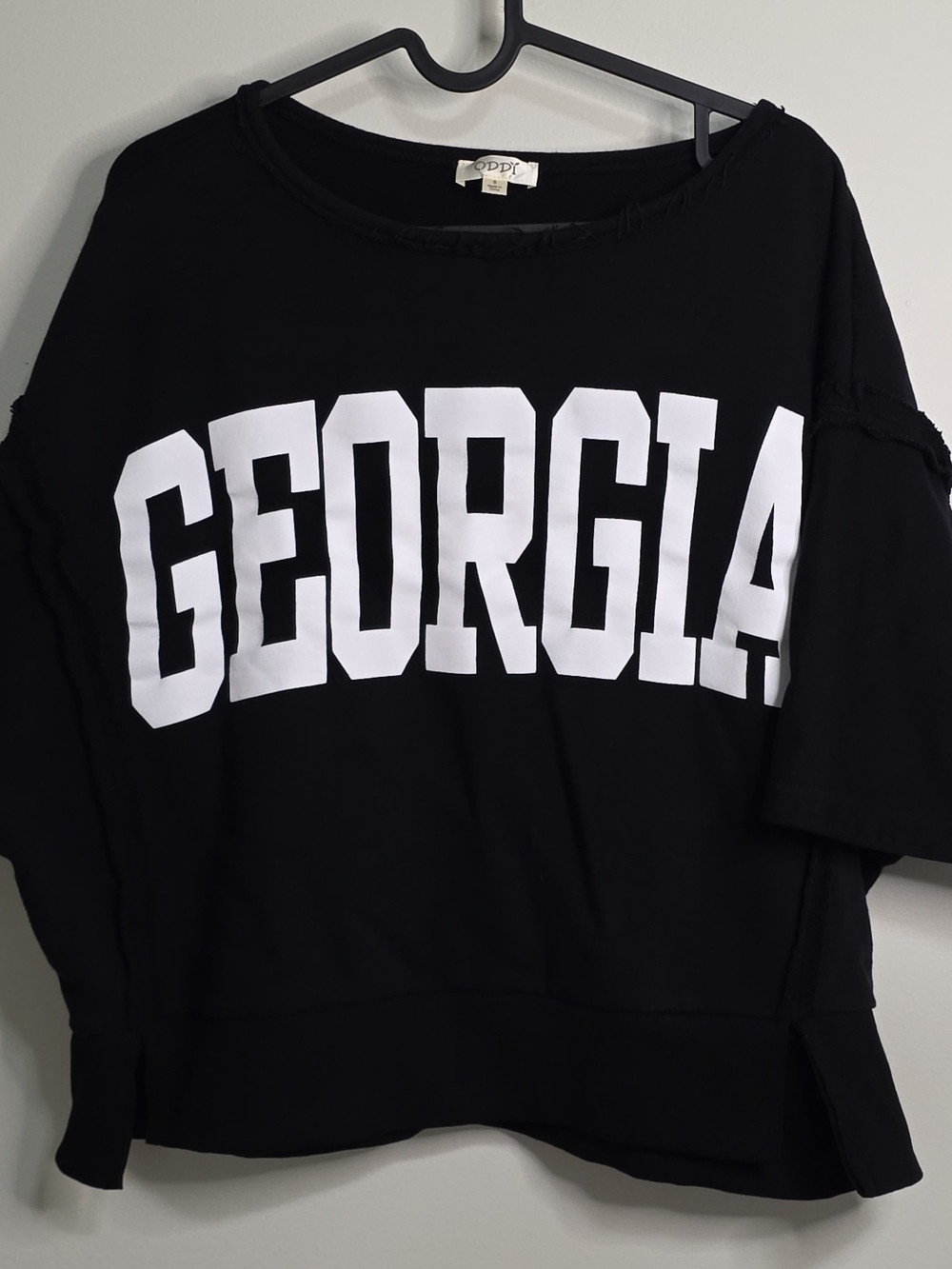 ODDI Distressed Black GEORGIA Logo Sweatshirt Pullover Top S
